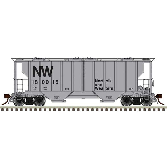 Portec 3000 2-Bay Covered Hopper - Ready to Run - Master(R) -- Norfolk & Western #180026 (gray, black, NW Logo)