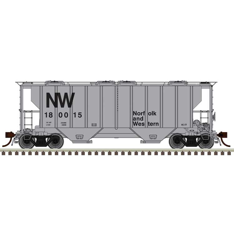 Portec 3000 2-Bay Covered Hopper - Ready to Run - Master(R) -- Norfolk & Western #180080 (gray, black, NW Logo)