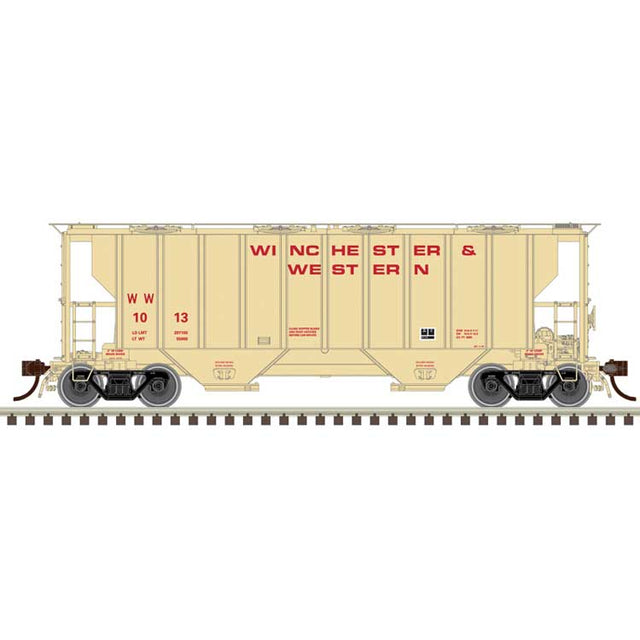 Portec 3000 2-Bay Covered Hopper - Ready to Run - Master(R) -- Winchester & Western #1004 (beige, red)