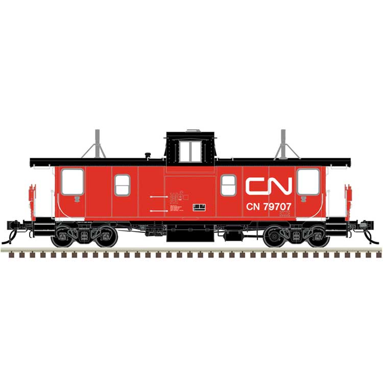 Pointe Ste. Charles PSC Caboose - Ready to Run -- Canadian National #79568 (red, black, white Corner Still Stripe)