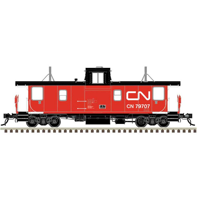 Pointe Ste. Charles PSC Caboose - Ready to Run -- Canadian National #79703 (red, black, white Corner Still Stripe)