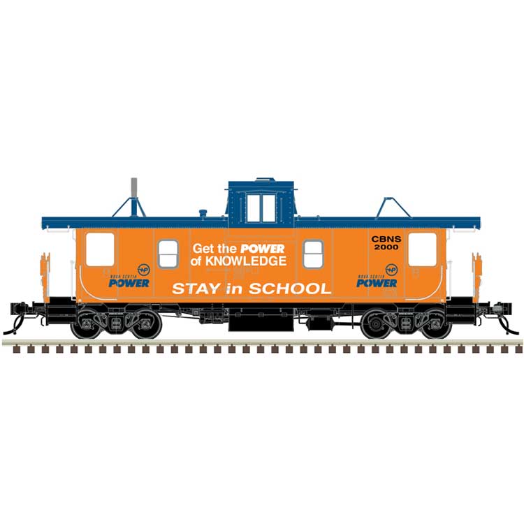 Pointe Ste. Charles PSC Caboose - Ready to Run -- Cape Breton & Central Nova Scotia CBNS #2000 (Stay in School, orange, blue)