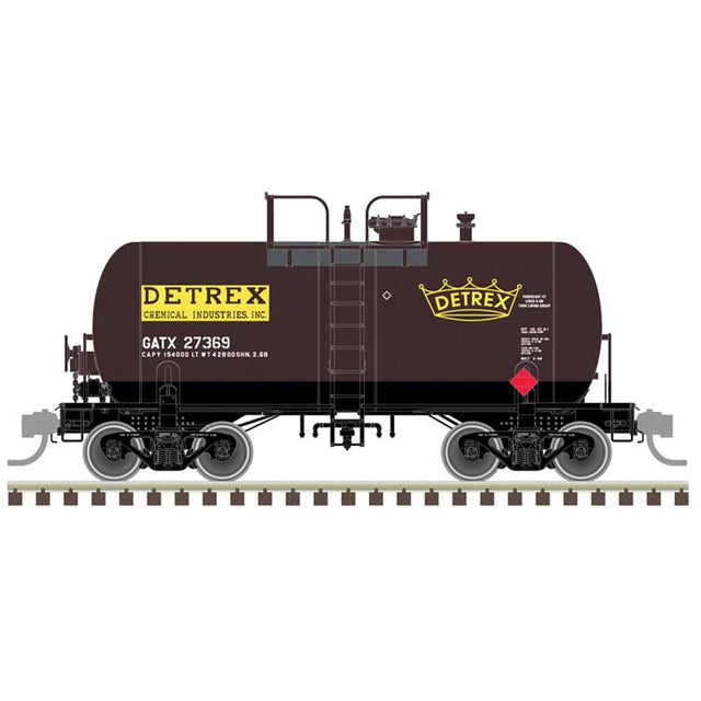 10,000-Gallon Beer Can Tank Car - Ready to Run -- Detrex GATX #27369 (black, yellow, white)