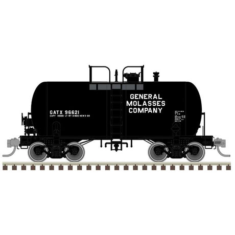 10,000-Gallon Beer Can Tank Car - Ready to Run -- General Molasses GATX #96621 (black, white)