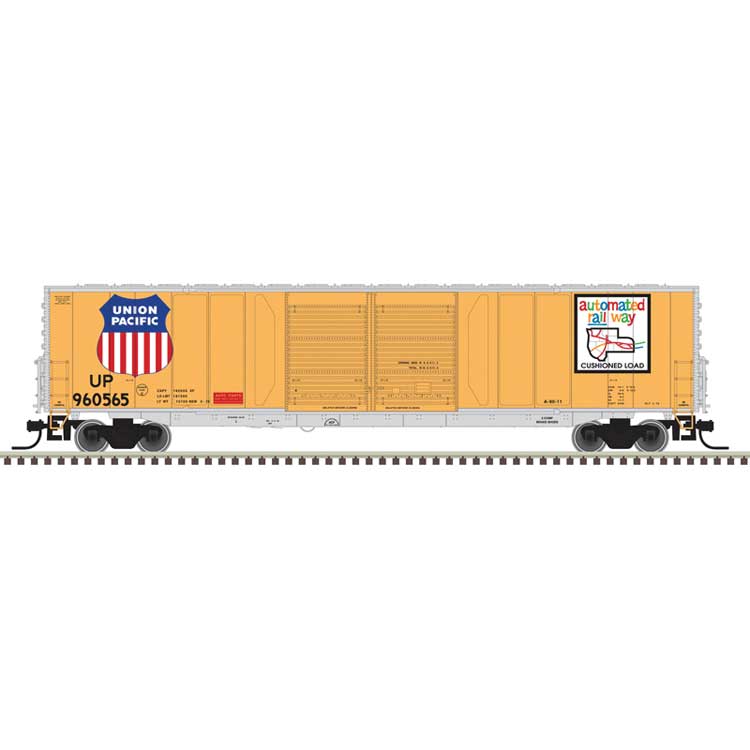 ACF 60' Double-Door Auto Parts Boxcar - Ready to Run - Master(R) -- Union Pacific #960565 (Armour Yellow, silver, white, Automated Railway)