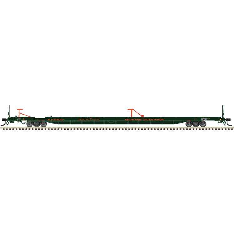 ACF 89' 4" Intermodal Flatcar - Ready to Run - Master(R) -- Birillion & Forest Junction BFJR #104042 (dark green, orange)
