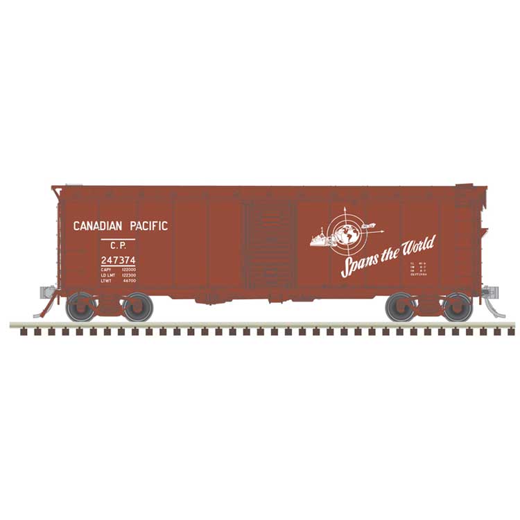 40' Minibox Boxcar - Ready to Run - Master(R) -- Canadian Pacific #247374 (Boxcar Red, Spans the World logo)