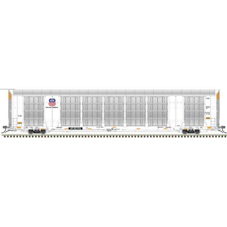 Gunderson Multi-Max Enclosed Auto Rack - Ready to Run - Master(R) -- Union Pacific #801008 (silver, white, Building America Shield Logo)