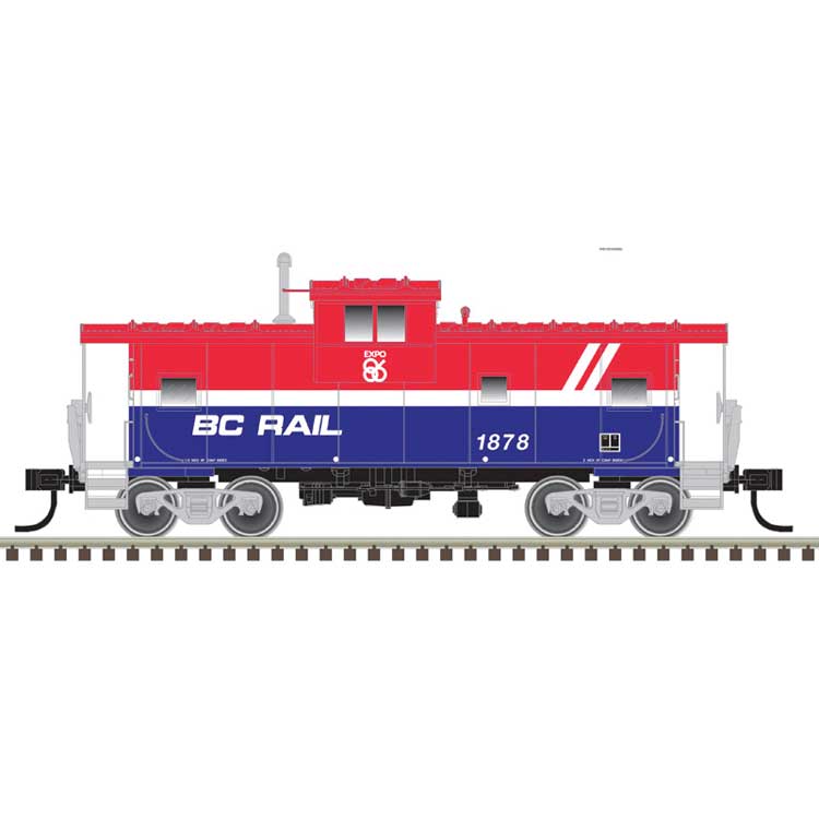 Extended-Vision Caboose - Ready to Run - Master(R) -- BC Rail #1875 (red, white, blue)