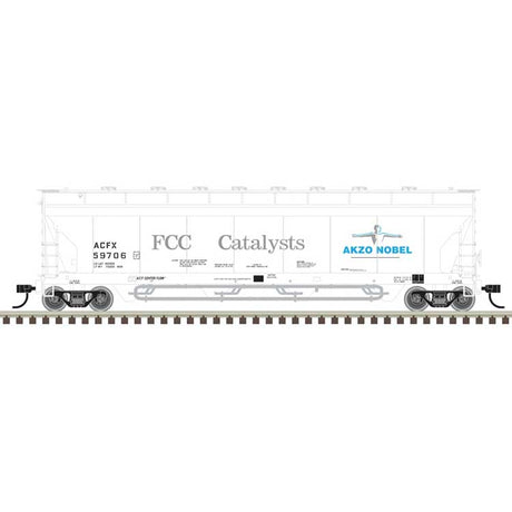 Pressureaide Centerflow Covered Hopper - Ready to Run - Master(R) -- Akzo Nobel ACFX #51430 (white, gray, blue)