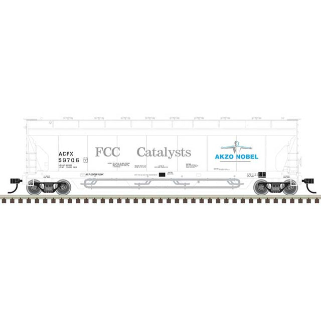 Pressureaide Centerflow Covered Hopper - Ready to Run - Master(R) -- Akzo Nobel ACFX #59706 (white, gray, blue)