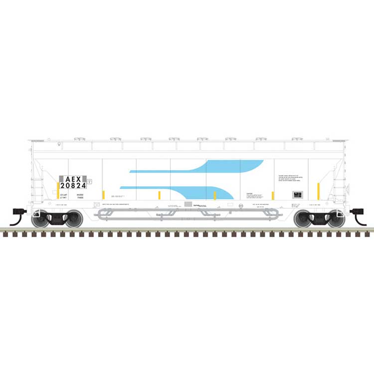 Pressureaide Centerflow Covered Hopper - Ready to Run - Master(R) -- The Andersons AEX #20824 (gray, blue)