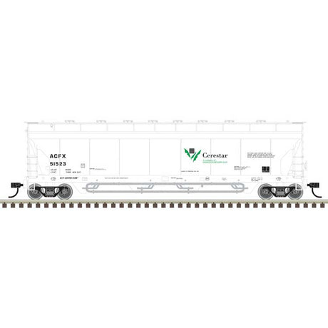 Pressureaide Centerflow Covered Hopper - Ready to Run - Master(R) -- Cerestar ACFX #51530 (gray, black, green)