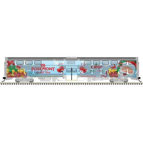 Nippon Sharyo Bi-Level Commuter Coach-Cab Car Set - Ready to Run - Master(R) -- Metra #8515 Cab Car, 6050 Trailer, 6158 Trailer (2016 Operation North Pole)-1