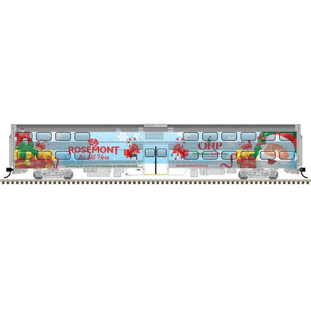 Nippon Sharyo Bi-Level Commuter Coach-Cab Car Set - Ready to Run - Master(R) -- Metra #8515 Cab Car, 6050 Trailer, 6158 Trailer (2016 Operation North Pole)-1