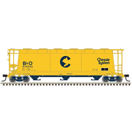 ACF 3-Bay Cylindrical Hopper - Ready to Run - Maaster(R) -- Chessie System B&O #836045 (yellow, blue)