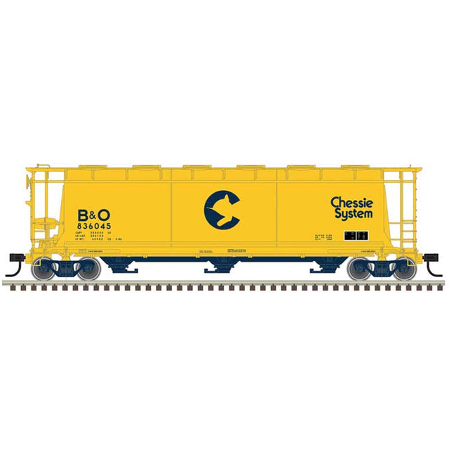 ACF 3-Bay Cylindrical Hopper - Ready to Run - Maaster(R) -- Chessie System B&O #836136 (yellow, blue)