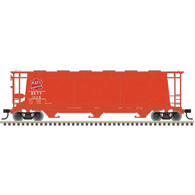ACF 3-Bay Cylindrical Hopper - Ready to Run - Maaster(R) -- Missouri-Kansas-Texas BKTY #1021 (red, Katy Logo)