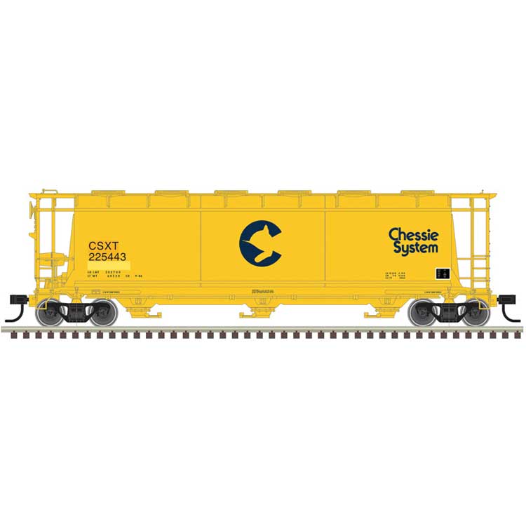 ACF 3-Bay Cylindrical Hopper - Ready to Run - Maaster(R) -- Chessie System CSXT #225443 (CSX Patch, yellow, blue)