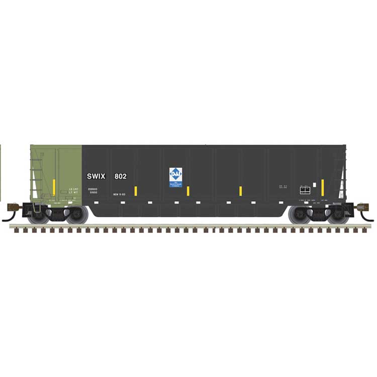 Coalveyor Bathtub Gondola - Ready to Run - Master(R) -- Hampton Capital SWIX #802 (black, green, yellow conspicuity marks)