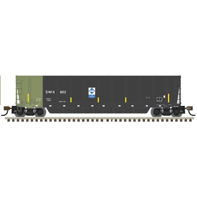 Coalveyor Bathtub Gondola - Ready to Run - Master(R) -- Hampton Capital SWIX #802 (black, green, yellow conspicuity marks)