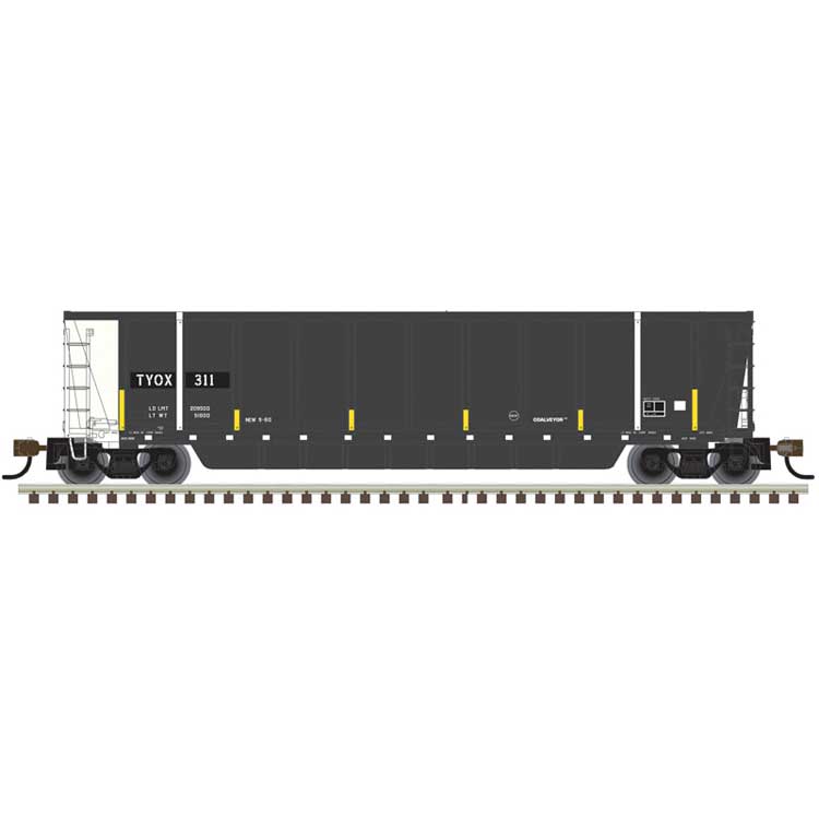 Coalveyor Bathtub Gondola - Ready to Run - Master(R) -- The Tie Yard of Omaha TYOX #315 (black, white, yellow conspicuity marks)
