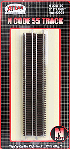 Code 55 Straight Track - Nickel-Silver Rail, Brown Ties -- 6"  15.2cm pkg(6)