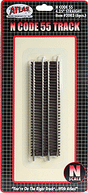 Code 55 Track w/Nickel-Silver Rail & Brown Ties -- Straight - 4-1/2"  11.4cm pkg(6)