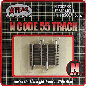 Code 55 Track w/Nickel-Silver Rail & Brown Ties -- Straight - 1"  2.5cm pkg(6)