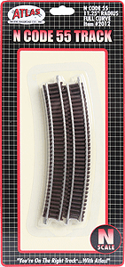 Code 55 Track w/Nickel-Silver Rail & Brown Ties -- 11-1/4" Radius Full Curve pkg(6)