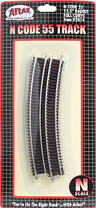 Code 55 Track w/Nickel-Silver Rail & Brown Ties -- 12-1/2" Radius Full Curve pkg(6)