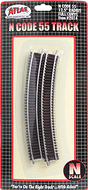 Code 55 Track w/Nickel-Silver Rail & Brown Ties -- 12-1/2" Radius Full Curve pkg(6)