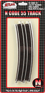 Code 55 Track w/Nickel-Silver Rail & Brown Ties -- 13-3/4" Radius Curve pkg(6)