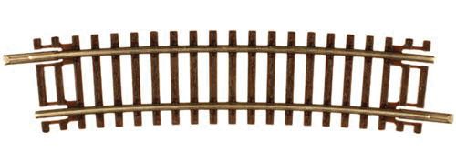 Code 55 Track w/Nickel-Silver Rail & Brown Ties -- 13-3/4" Radius Half Curve pkg(6)