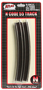 Code 55 Track w/Nickel-Silver Rail & Brown Ties -- 15" Radius Full Curve pkg(6)
