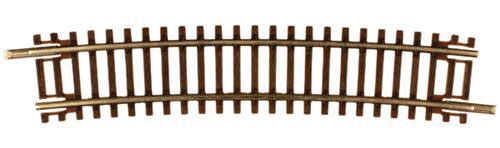 Code 55 Track w/Nickel-Silver Rail & Brown Ties -- 16-1/4" Radius Half Curve pkg(6)