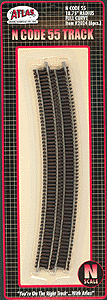 Code 55 Track w/Nickel-Silver Rail & Brown Ties -- 18-3/4" Radius Full Curve pkg(6)