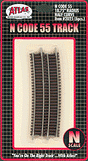 Code 55 Track w/Nickel-Silver Rail & Brown Ties -- 18-3/4" Radius Half Curve pkg(6)