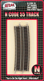 Code 55 Track w/Nickel-Silver Rail & Brown Ties -- 20" Radius Half Curve pkg(6)
