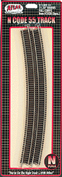 Code 55 Track w/Nickel-Silver Rail & Brown Ties -- 21-1/4" Radius Full Curve pkg(6)