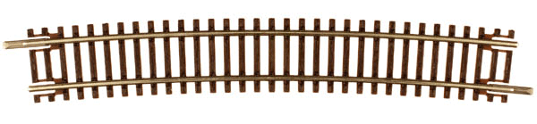 Code 55 Track w/Nickel-Silver Rail & Brown Ties -- 21-1/4" Radius Curve Half Section pkg(6)