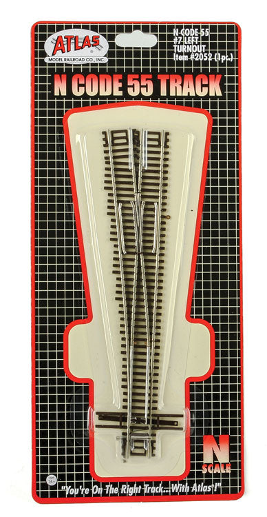 Code 55 Turnout, Nickel-Silver Rail, Brown Ties -- No.7 Left Hand