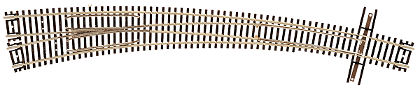 Code 55 Curved Turnout; 21-1/4" Outside & 15" Inside Radius -- Left Hand