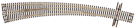Code 55 Curved Turnout; 21-1/4" Outside & 15" Inside Radius -- Left Hand