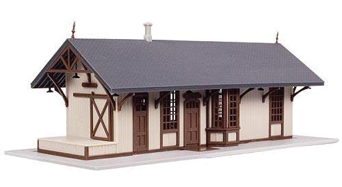 Maywood Train Station -- Kit - 5 x 2-1/4"  12.7 x 5.7cm (tan, Brown Trim)
