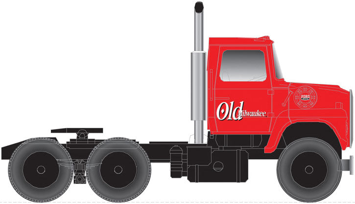 Ford(R) LNT 9000 Tractor Only - Assembled -- Painted to Match Old Milwaukee (red, white) 45' Pines Trailer