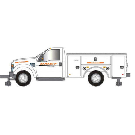 2008 Ford(R) F-350 Hi-Rail Pickup Truck - Assembled -- BNSF Railway (white, orange, black, Wedge Logo)