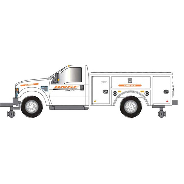 2008 Ford(R) F-350 Hi-Rail Pickup Truck - Assembled -- BNSF Railway (white, orange, black, Wedge Logo)