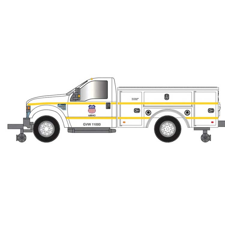 2008 Ford(R) F-350 Hi-Rail Pickup Truck - Assembled -- Union Pacific (white, red, blue, yellow)