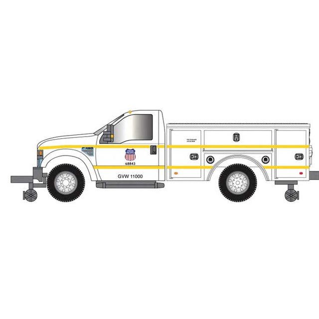 2008 Ford(R) F-350 Hi-Rail Pickup Truck - Assembled -- Union Pacific (white, red, blue, yellow)